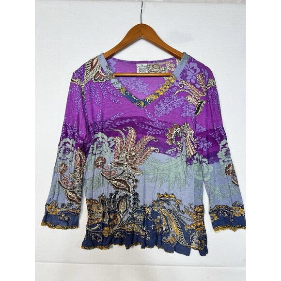 Lot Of 3 Parsley And Sage Tops. 1 Solid Blue. 2 Patterned. Large - Picture 7 of 10